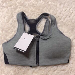 Nike Gray High-Support Sports Bra with Front-Zip Women’s Small